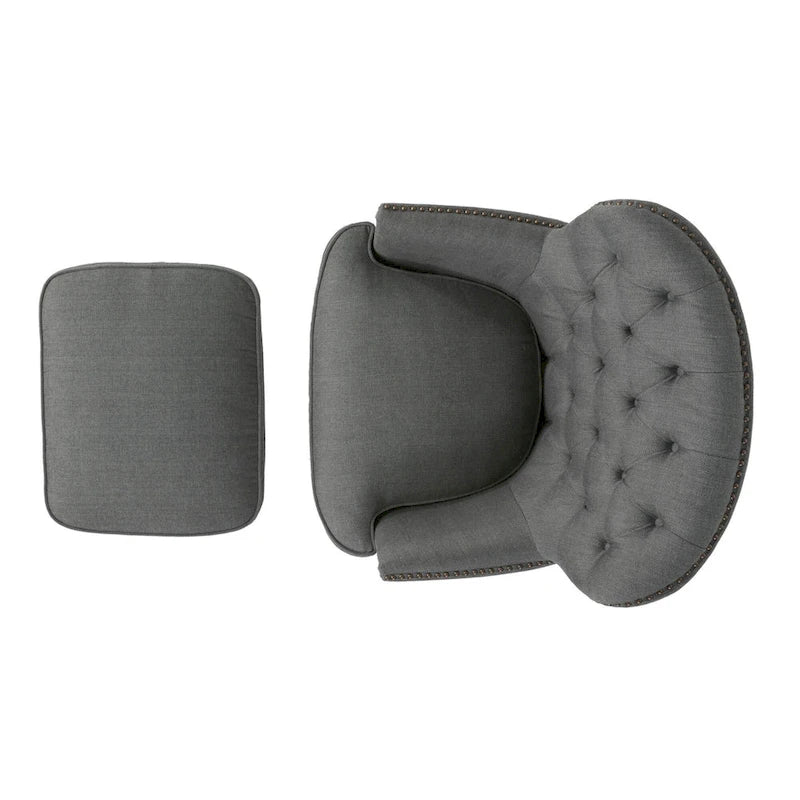 Fauteuil club moderne rembourré de 82,5 cm avec repose-pieds et clous décoratifs pour salon