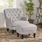 Fauteuil club moderne rembourré de 82,5 cm avec repose-pieds et clous décoratifs pour salon