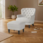 Fauteuil club moderne rembourré de 82,5 cm avec repose-pieds et clous décoratifs pour salon