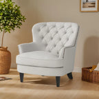 Fauteuil club moderne rembourré de 82,5 cm avec repose-pieds et clous décoratifs pour salon