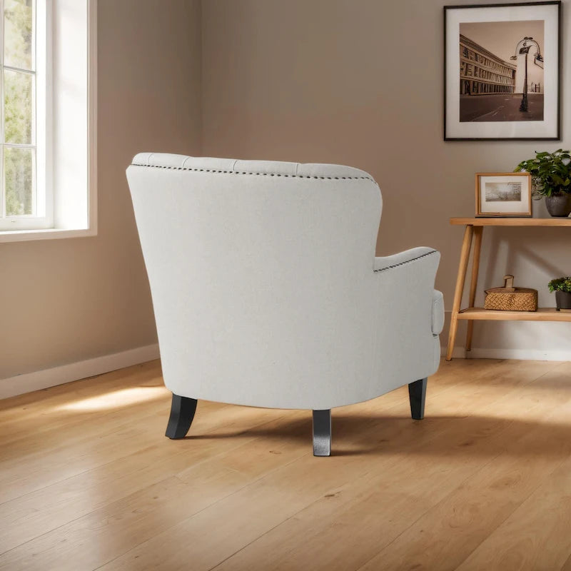 Fauteuil club moderne rembourré de 82,5 cm avec repose-pieds et clous décoratifs pour salon