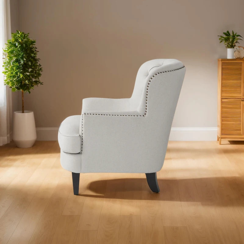 Fauteuil club moderne rembourré de 82,5 cm avec repose-pieds et clous décoratifs pour salon