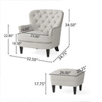 Fauteuil club moderne rembourré de 82,5 cm avec repose-pieds et clous décoratifs pour salon