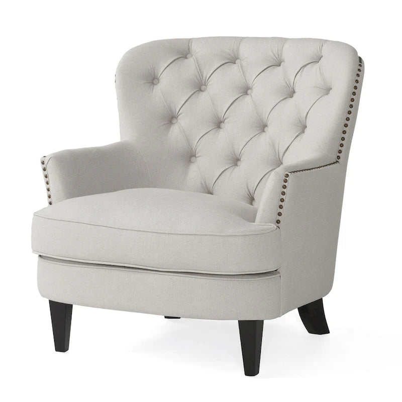 Fauteuil club moderne rembourré de 82,5 cm avec repose-pieds et clous décoratifs pour salon