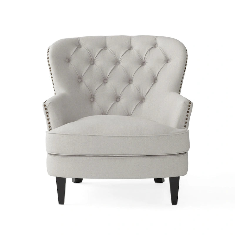 Fauteuil club moderne rembourré de 82,5 cm avec repose-pieds et clous décoratifs pour salon