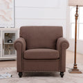 Fauteuil d'appoint moderne marron 37,4 cm, capitonné, avec structure en bois massif et clous décoratifs, pour salon