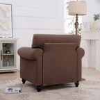 Fauteuil d'appoint moderne marron 37,4 cm, capitonné, avec structure en bois massif et clous décoratifs, pour salon