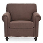 Fauteuil d'appoint moderne marron 37,4 cm, capitonné, avec structure en bois massif et clous décoratifs, pour salon