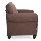 Fauteuil d'appoint moderne marron 37,4 cm, capitonné, avec structure en bois massif et clous décoratifs, pour salon