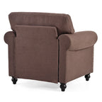 Fauteuil d'appoint moderne marron 37,4 cm, capitonné, avec structure en bois massif et clous décoratifs, pour salon