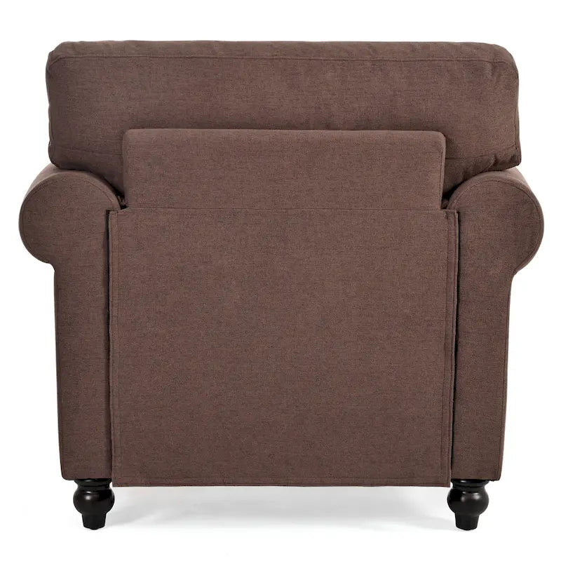 Fauteuil d'appoint moderne marron 37,4 cm, capitonné, avec structure en bois massif et clous décoratifs, pour salon