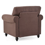 Fauteuil d'appoint moderne marron 37,4 cm, capitonné, avec structure en bois massif et clous décoratifs, pour salon