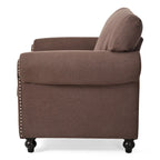 Fauteuil d'appoint moderne marron 37,4 cm, capitonné, avec structure en bois massif et clous décoratifs, pour salon