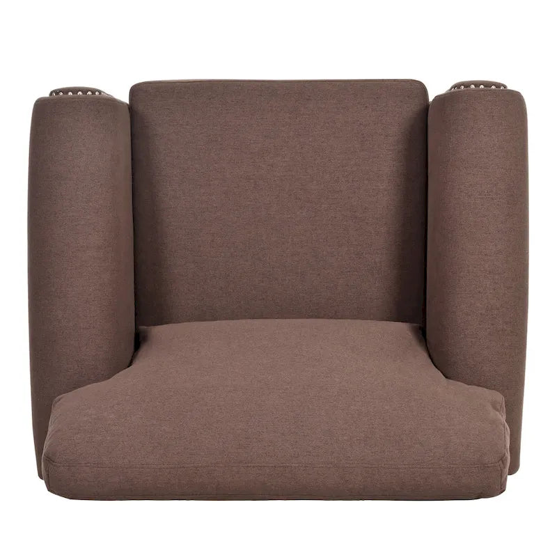 Fauteuil d'appoint moderne marron 37,4 cm, capitonné, avec structure en bois massif et clous décoratifs, pour salon