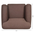 Fauteuil d'appoint moderne marron 37,4 cm, capitonné, avec structure en bois massif et clous décoratifs, pour salon