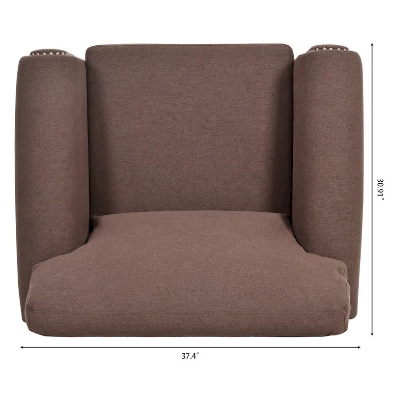 Fauteuil d'appoint moderne marron 37,4 cm, capitonné, avec structure en bois massif et clous décoratifs, pour salon