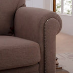 Fauteuil d'appoint moderne marron 37,4 cm, capitonné, avec structure en bois massif et clous décoratifs, pour salon