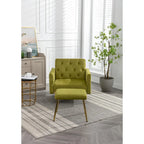 Fauteuil d'appoint capitonné vert olive 32,28 avec repose-pieds