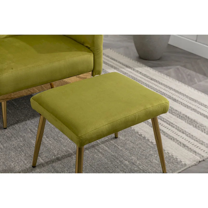 Fauteuil d'appoint capitonné vert olive 32,28 avec repose-pieds