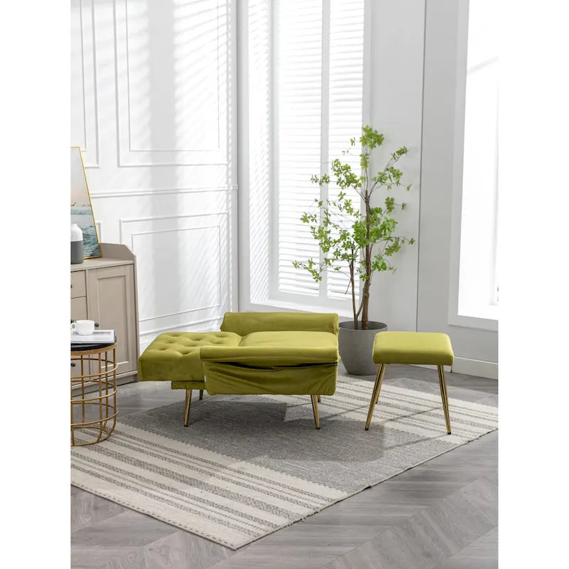 Fauteuil d'appoint capitonné vert olive 32,28 avec repose-pieds