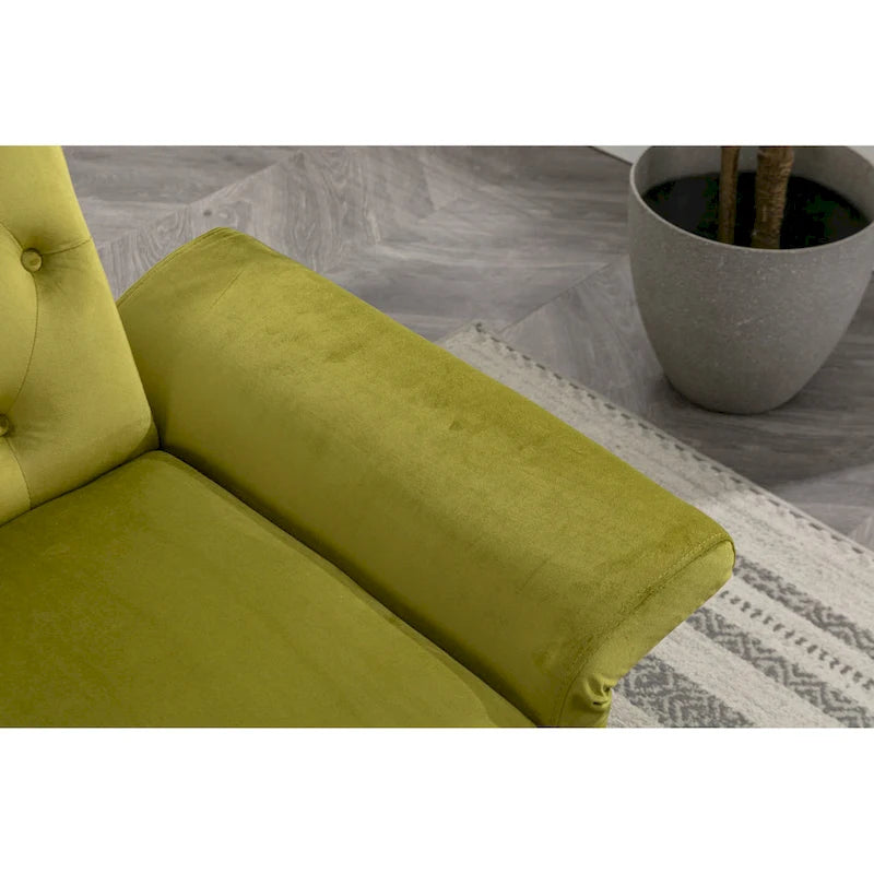 Fauteuil d'appoint capitonné vert olive 32,28 avec repose-pieds