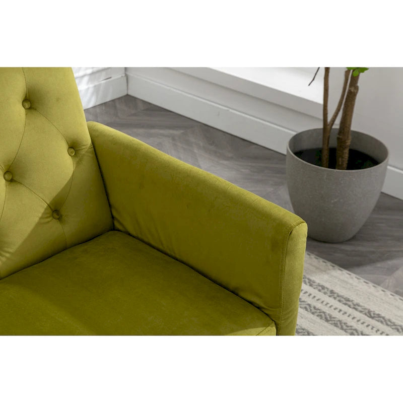 Fauteuil d'appoint capitonné vert olive 32,28 avec repose-pieds
