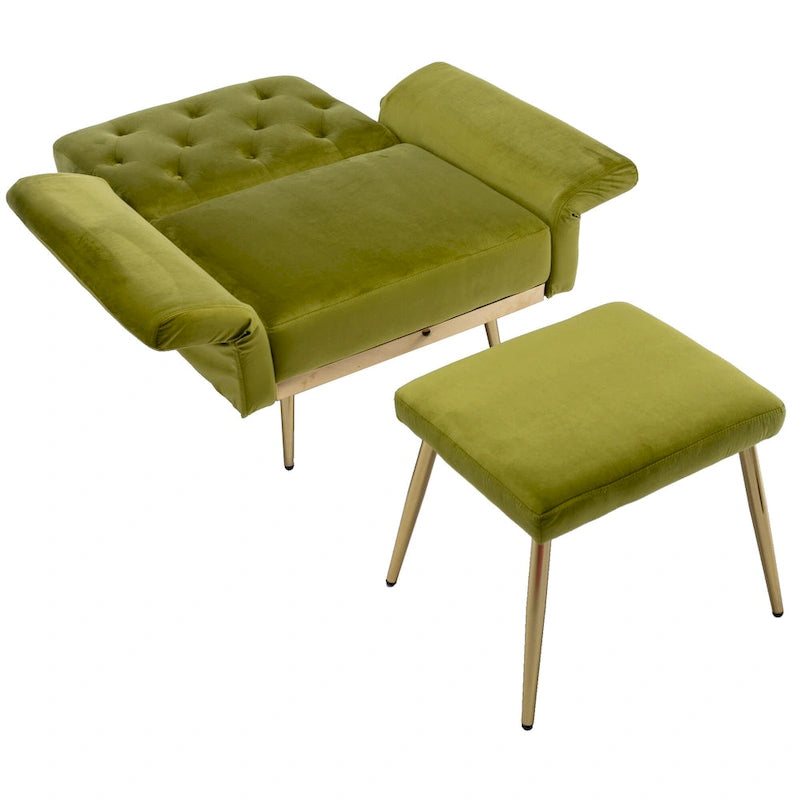 Fauteuil d'appoint capitonné vert olive 32,28 avec repose-pieds
