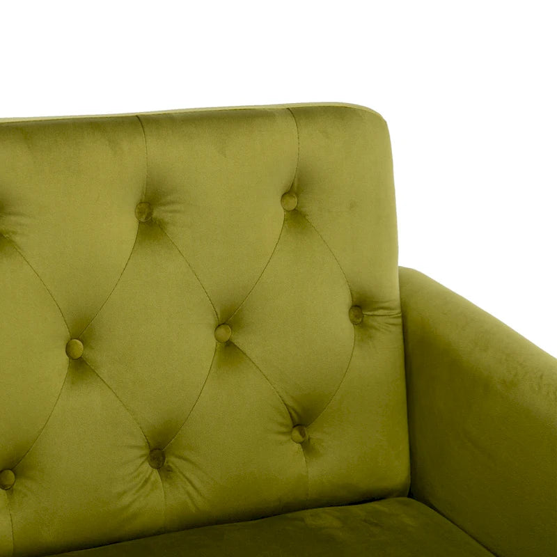 Fauteuil d'appoint capitonné vert olive 32,28 avec repose-pieds