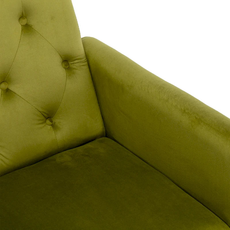 Fauteuil d'appoint capitonné vert olive 32,28 avec repose-pieds