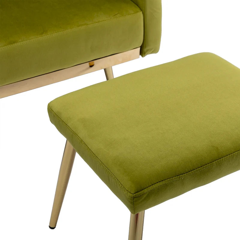Fauteuil d'appoint capitonné vert olive 32,28 avec repose-pieds