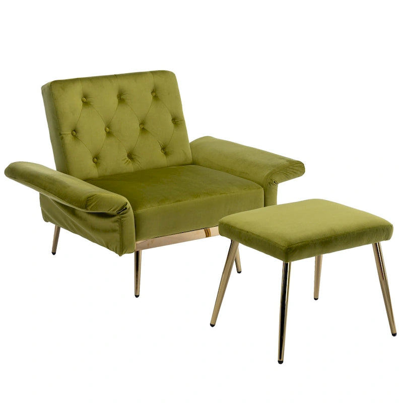 Fauteuil d'appoint capitonné vert olive 32,28 avec repose-pieds