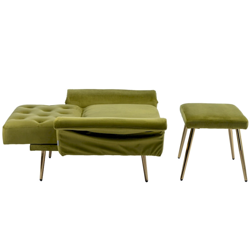 Fauteuil d'appoint capitonné vert olive 32,28 avec repose-pieds