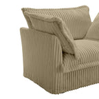 Canapé d'angle en L recouvert de velours côtelé, avec assises profondes, canapé 4 places avec accoudoirs souples et 2 grands coussins