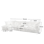 Canapé d'angle en L recouvert de velours côtelé, avec assises profondes, canapé 4 places avec accoudoirs souples et 2 grands coussins