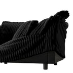 Canapé d'angle en L recouvert de velours côtelé, avec assises profondes, canapé 4 places avec accoudoirs souples et 2 grands coussins