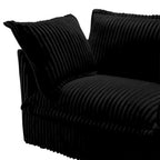 Canapé d'angle en L recouvert de velours côtelé, avec assises profondes, canapé 4 places avec accoudoirs souples et 2 grands coussins
