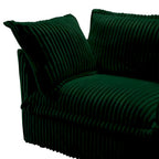 Canapé d'angle en L recouvert de velours côtelé, avec assises profondes, canapé 4 places avec accoudoirs souples et 2 grands coussins