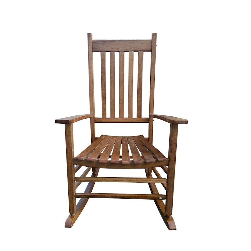 Fauteuil à bascule marron 26,38 à dossier haut et structure en bois