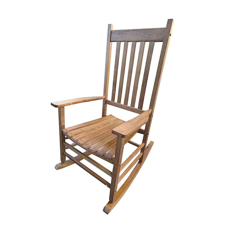Fauteuil à bascule marron 26,38 à dossier haut et structure en bois
