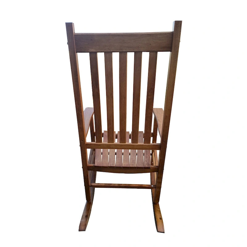 Fauteuil à bascule marron 26,38 à dossier haut et structure en bois
