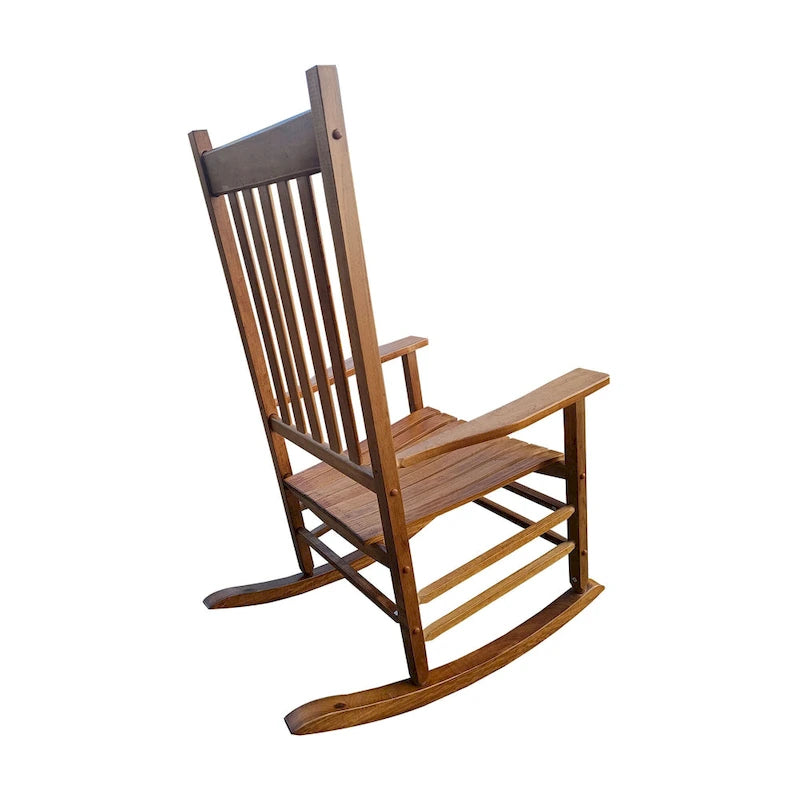 Fauteuil à bascule marron 26,38 à dossier haut et structure en bois