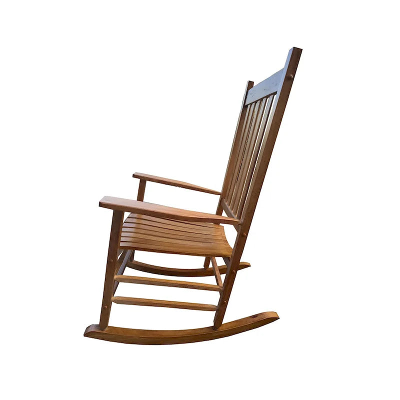 Fauteuil à bascule marron 26,38 à dossier haut et structure en bois