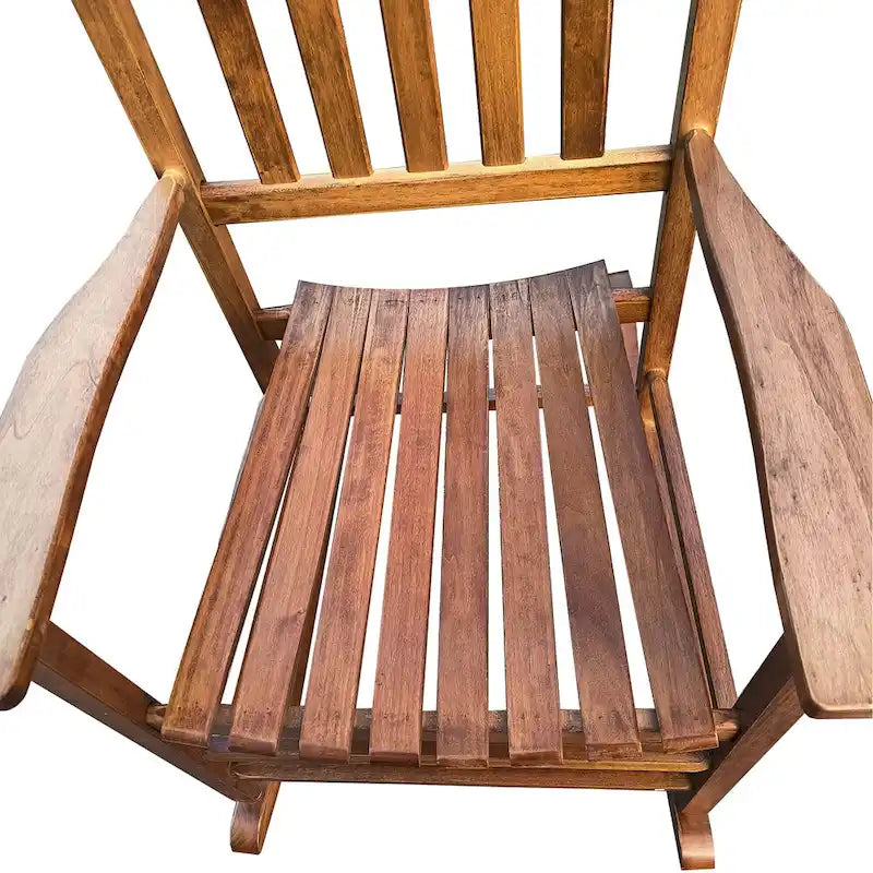 Fauteuil à bascule marron 26,38 à dossier haut et structure en bois