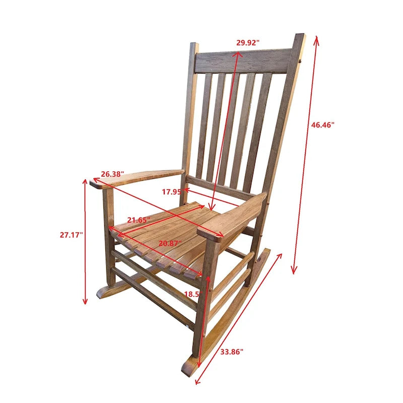 Fauteuil à bascule marron 26,38 à dossier haut et structure en bois