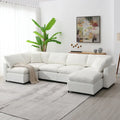 Canapé d'angle convertible en forme de U Beige Chenille Cloud, 6 pièces