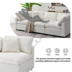 Canapé d'angle convertible en forme de U Beige Chenille Cloud, 6 pièces