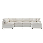 Canapé d'angle convertible en forme de U Beige Chenille Cloud, 6 pièces