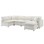 Canapé d'angle convertible en forme de U Beige Chenille Cloud, 6 pièces