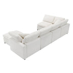 Canapé d'angle convertible en forme de U Beige Chenille Cloud, 6 pièces