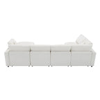 Canapé d'angle convertible en forme de U Beige Chenille Cloud, 6 pièces